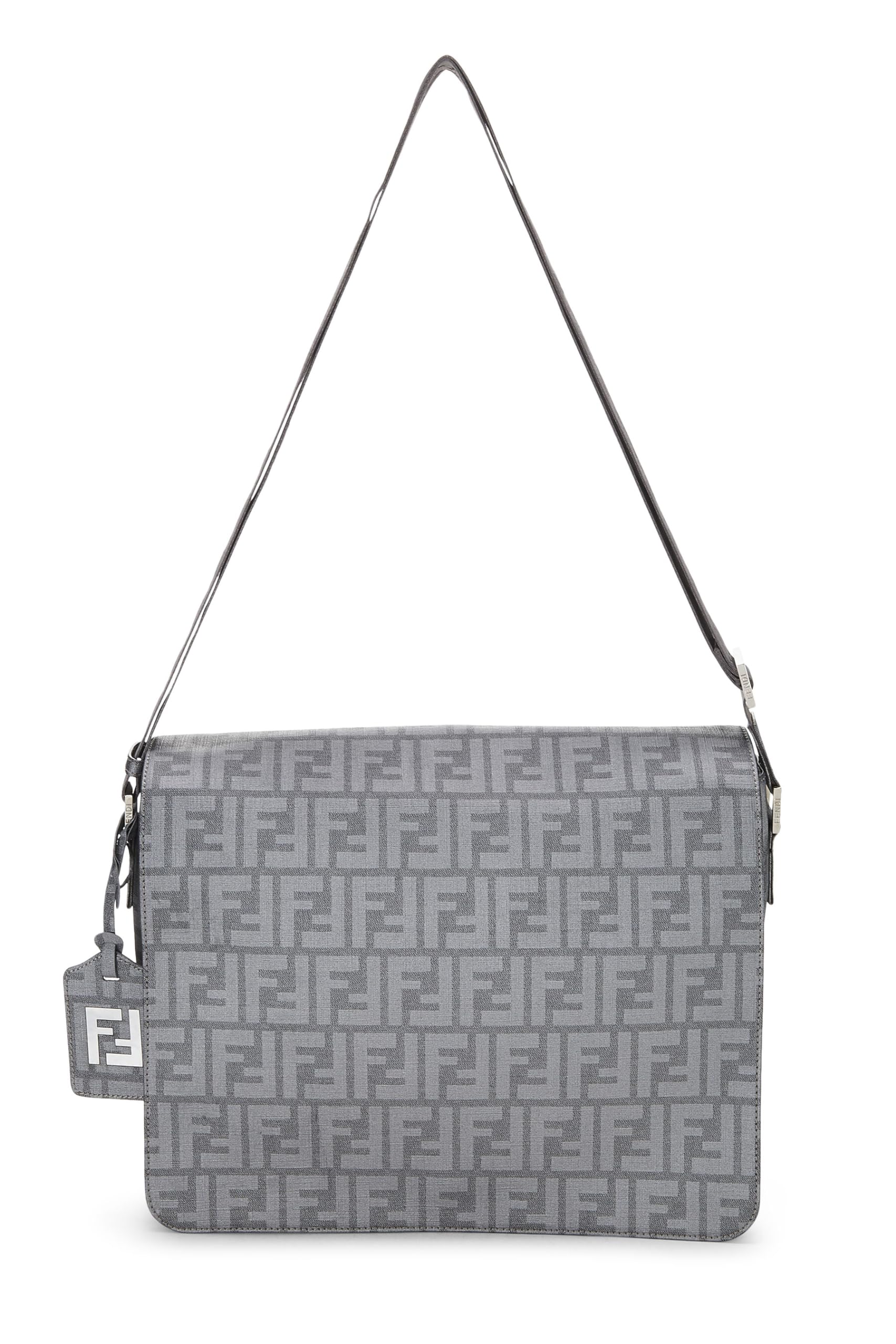 Fendi, Grey Zucca Coated Canvas Messenger Large, Grey