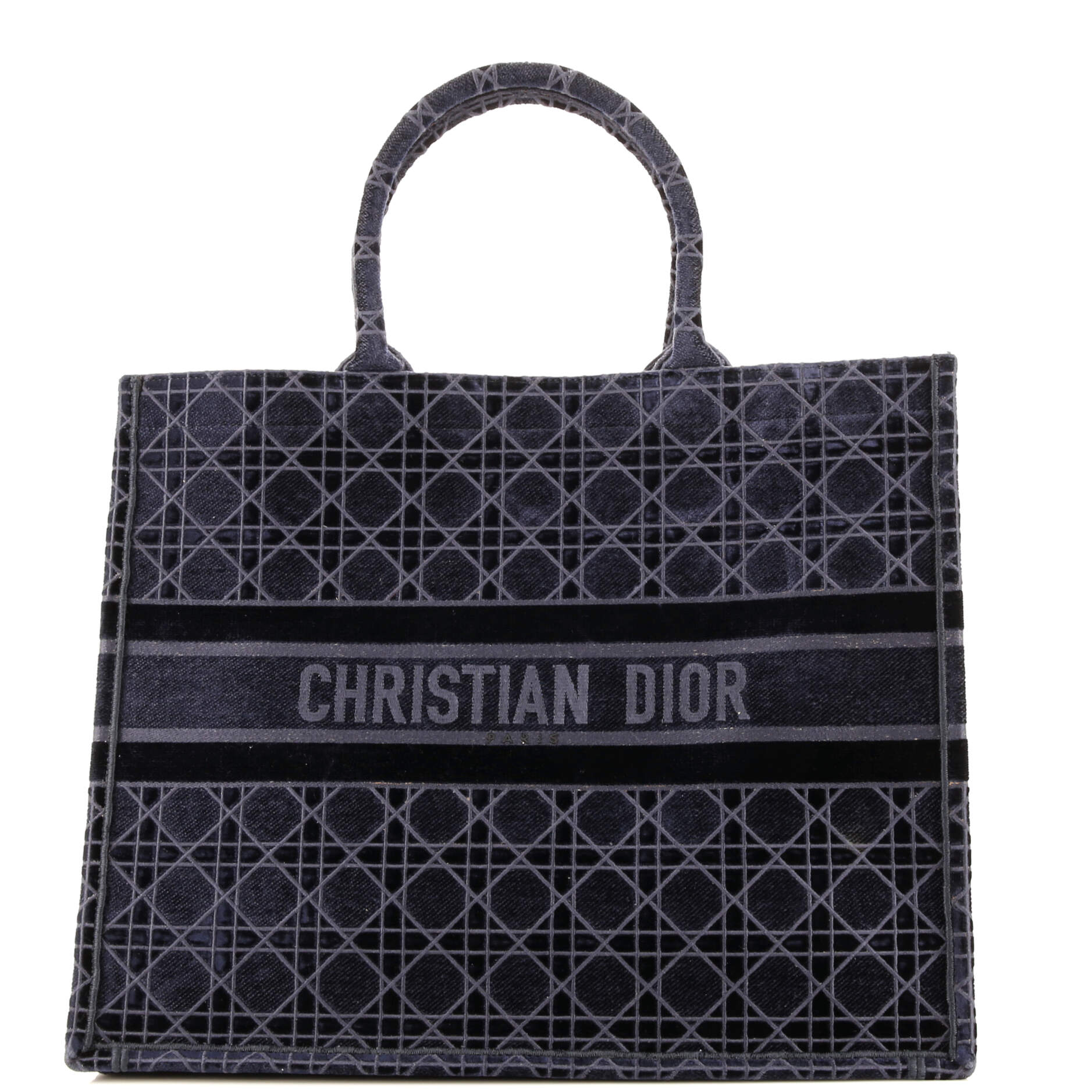 Dior Book Tote Cannage Embroidered Velvet Large