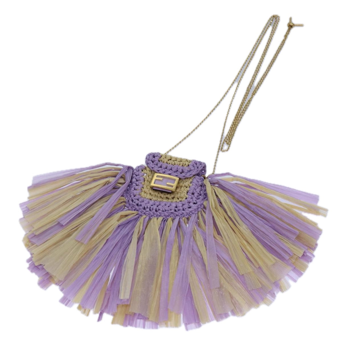 FENDI Airpods pouch Pico Bucket Raffia Beige Purple83833