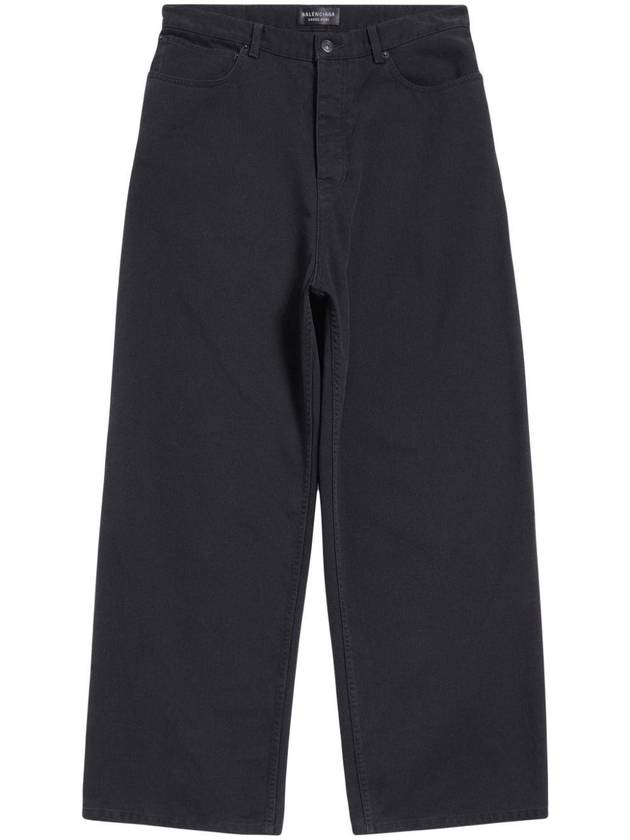 Balenciaga Logo Patch Loose Fit Baggy Jeans Black