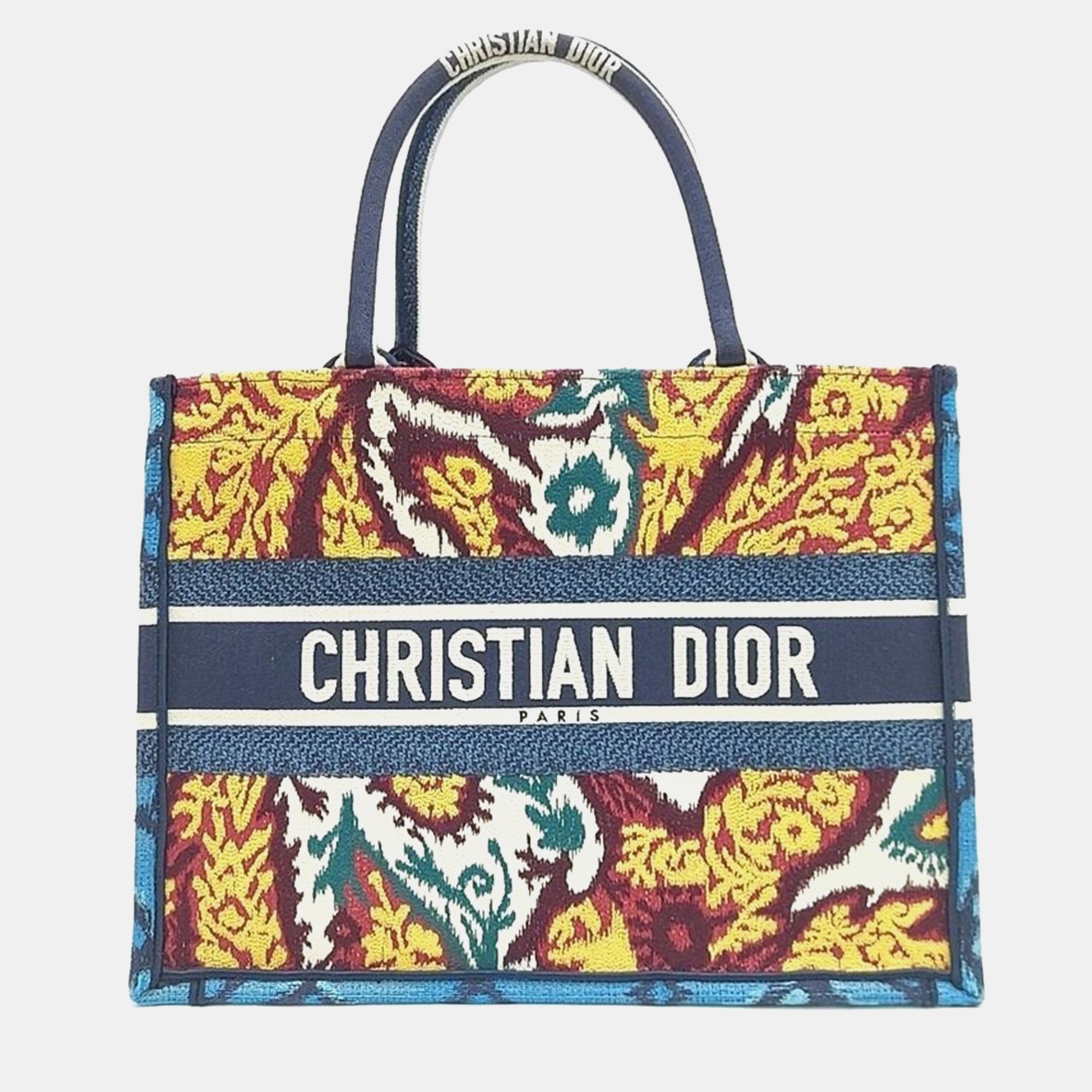 Dior Christian Multicolour Embroidered Canvas Medium Book Tote Bag