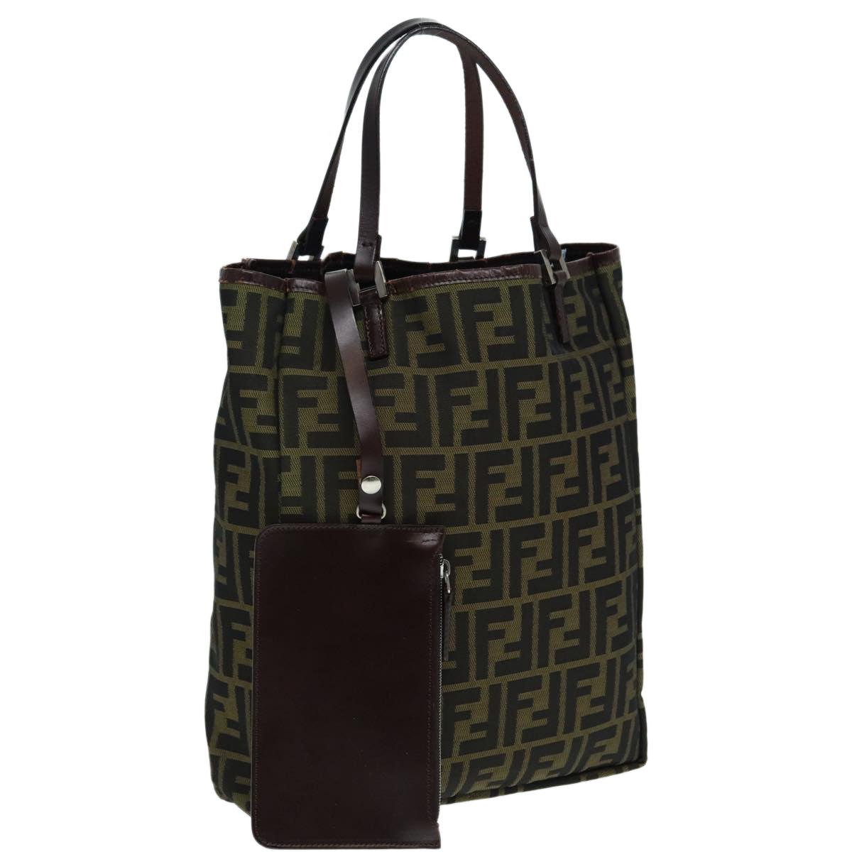 FENDI Zucca Canvas Tote Bag Brown Black Silver87107