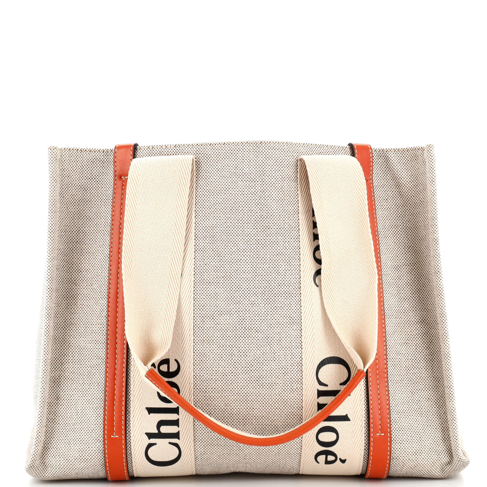 Chloe Woody Tote Canvas with Leather Medium