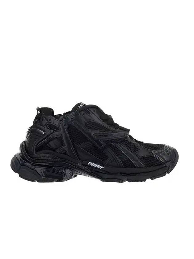 Balenciaga Fake Leather Mesh Runner Sneakers Black