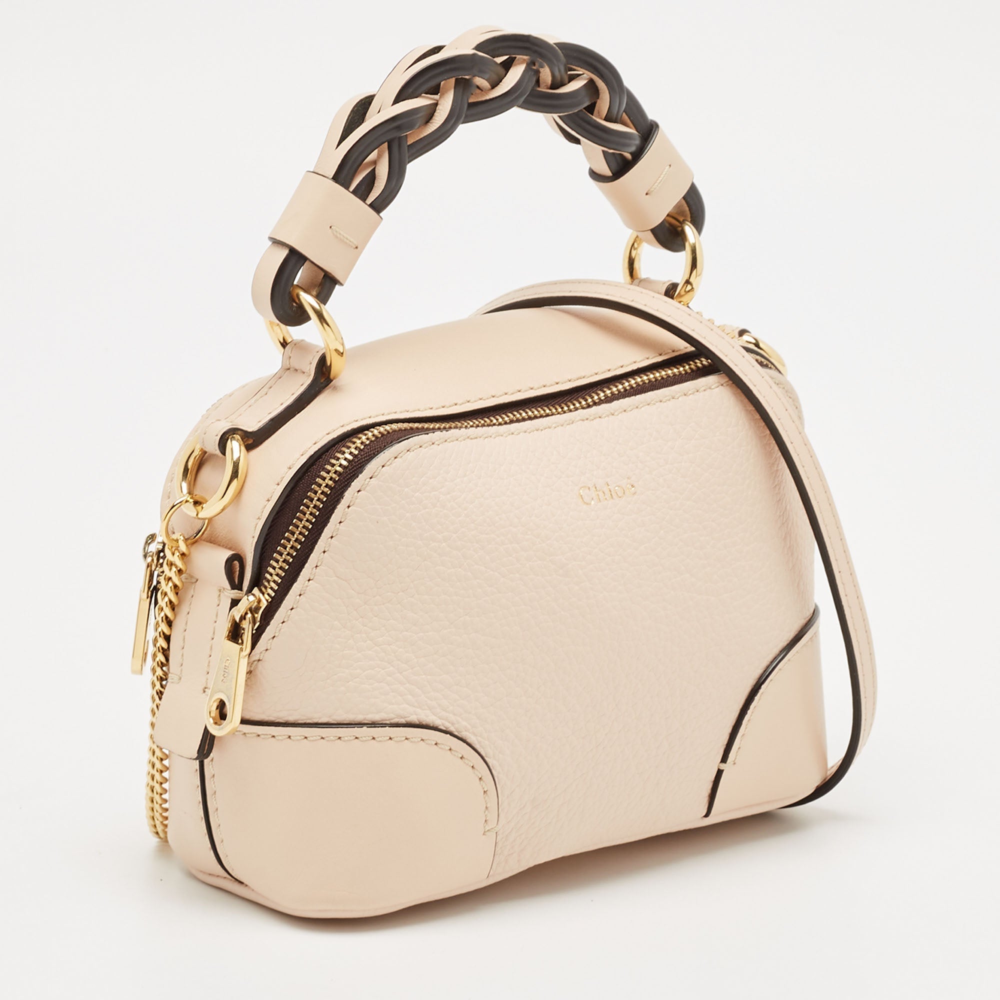 Chloe Beige Leather Mini Daria Chain Bag