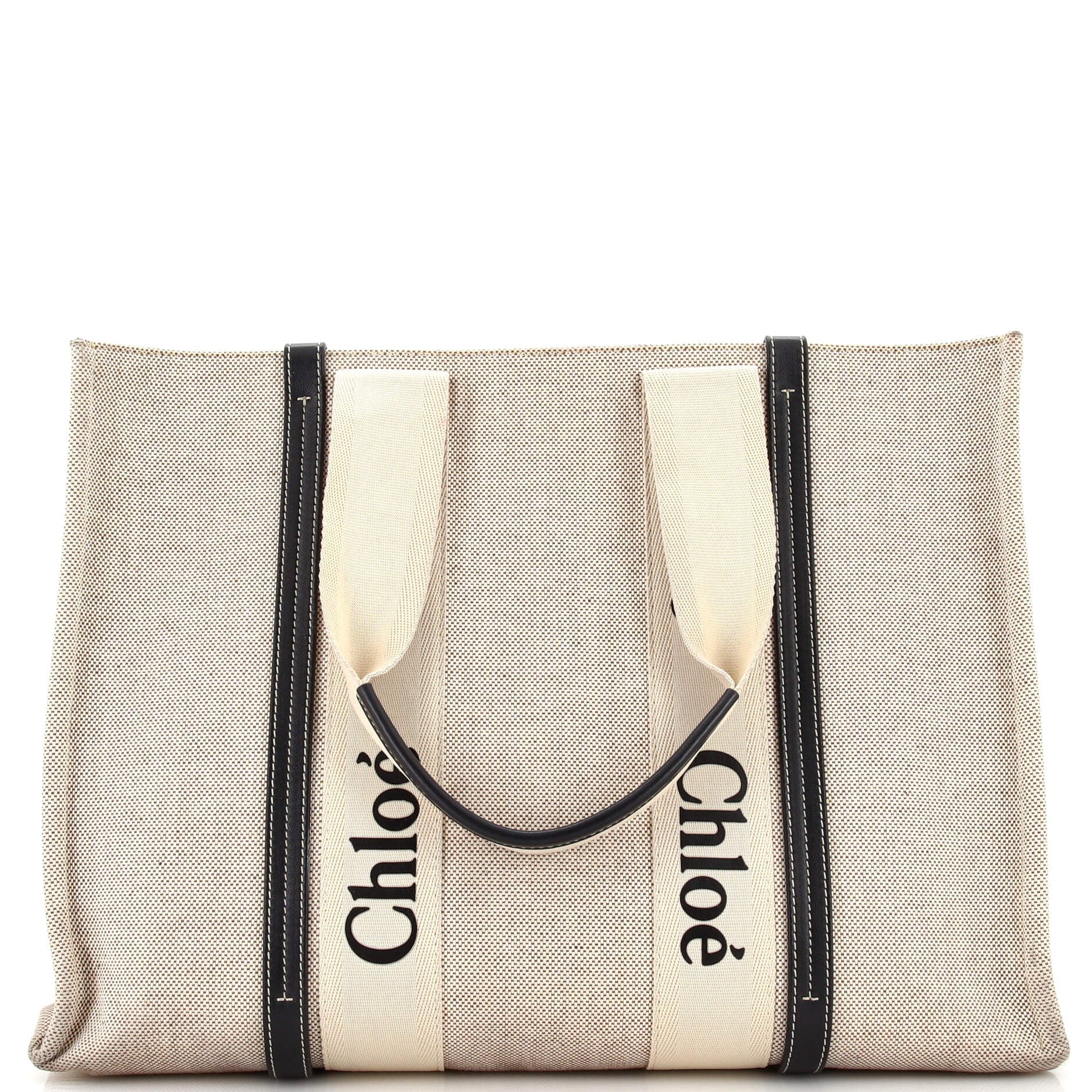 Chloe Woody Tote Canvas with Leather Large