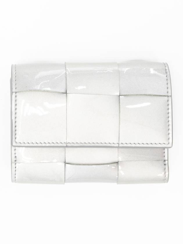 Bottega Veneta Intrecciato Half Wallet Silver