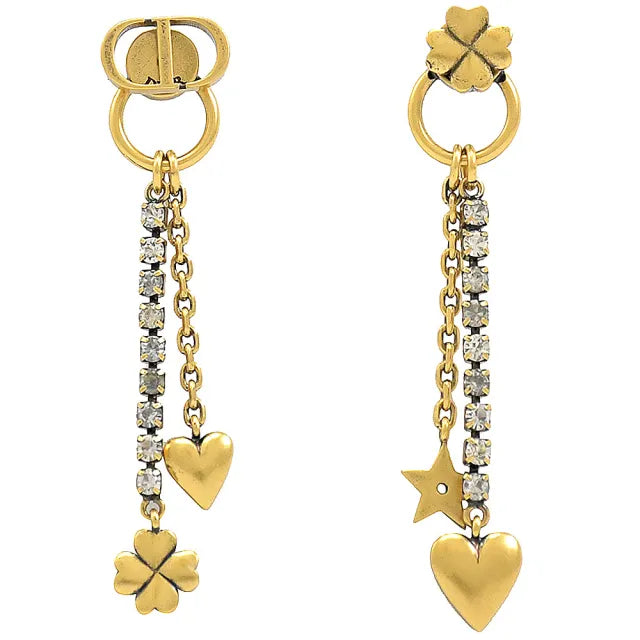 DIOR HEART CLOVER STAR EARRINGS GOLD