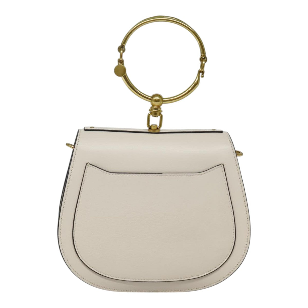 Chloe Nile Small Bracelet Hand Bag Leather 2way White Gold 91595