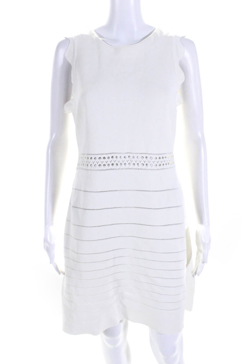 Chloe Womens Sleeveless Stretch Knit A Line Dress Optic White