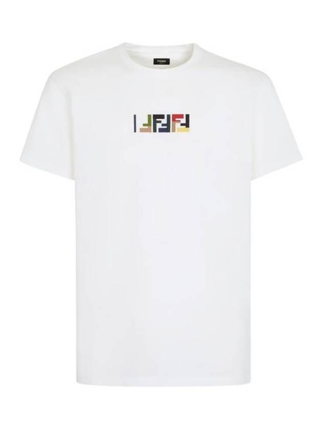 Fendi Embroidered Logo Short Sleeve T-Shirt White