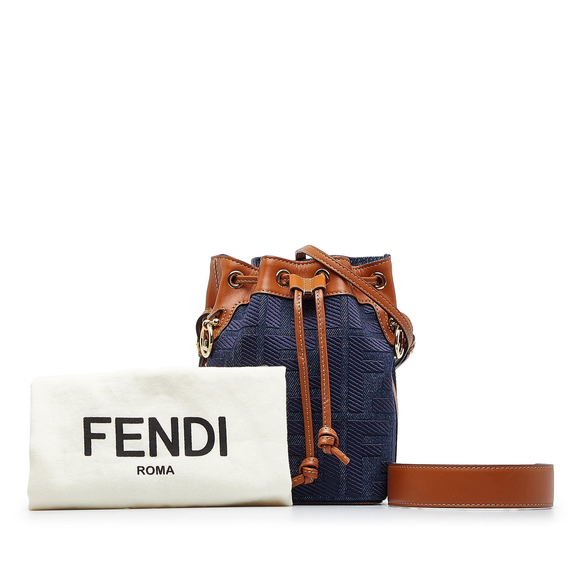 Fendi Mon Tresor Mini Blue Denim Zucca Canvas