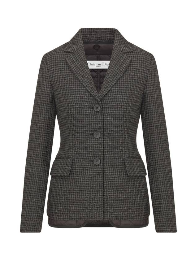 2-In-1 Houndstooth Mohair Wool Jacket Grey Dior