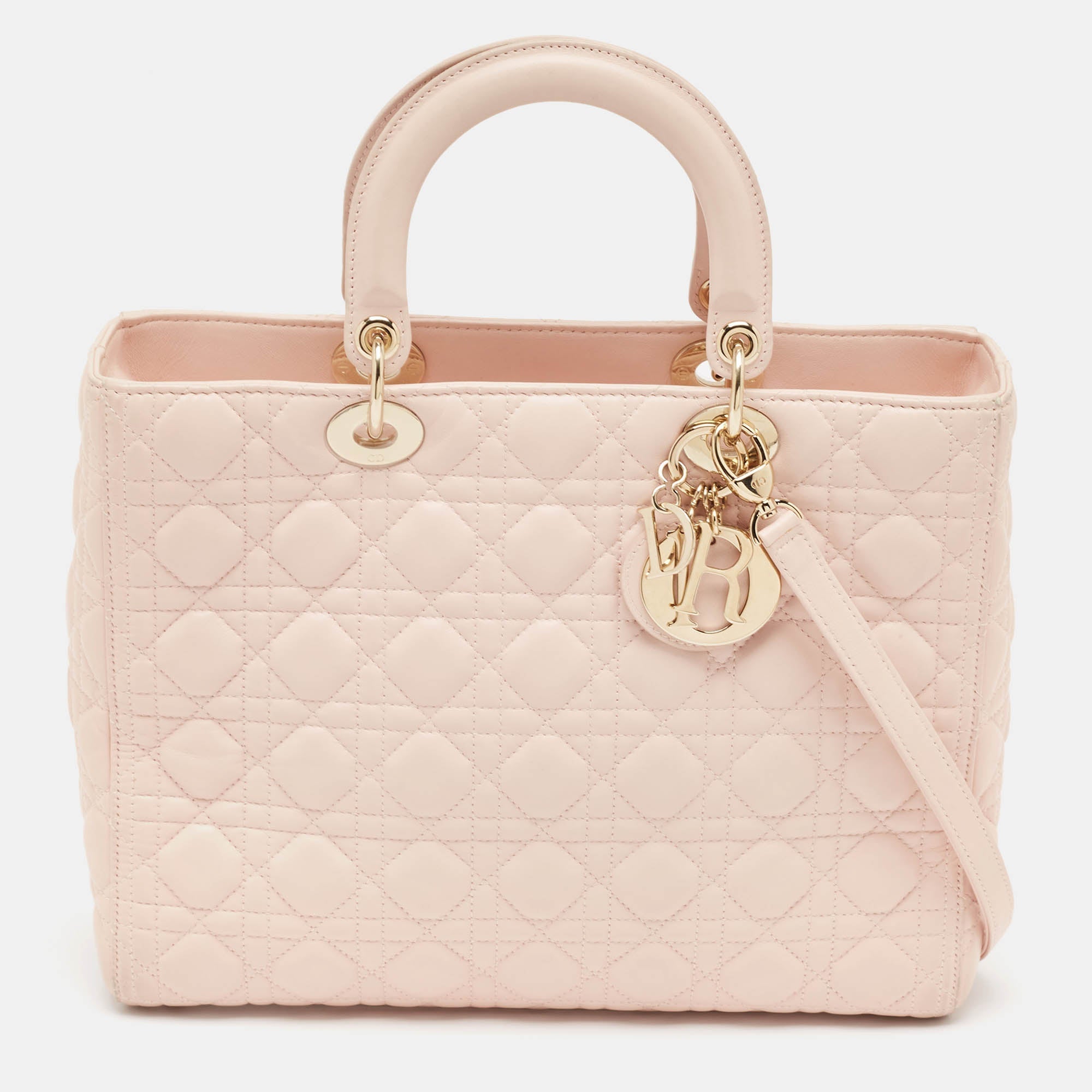 Dior Pink Cannage Leather Large Lady Tote