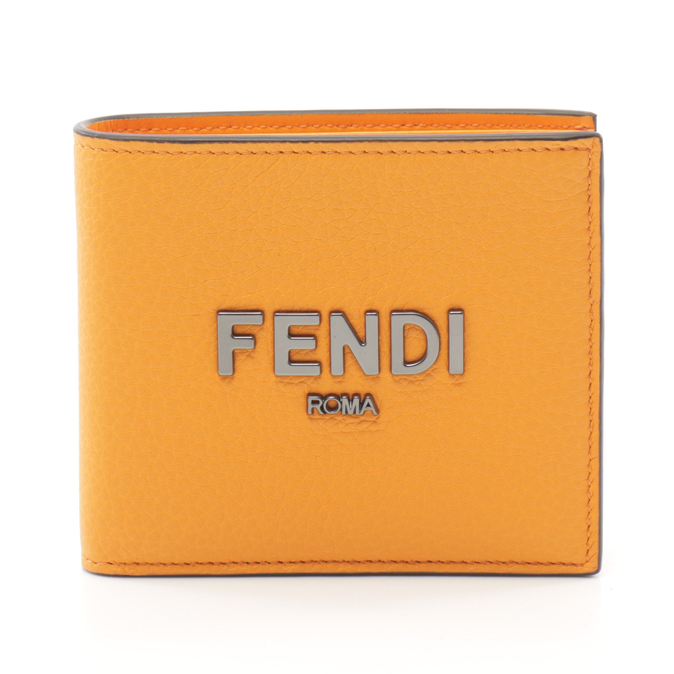 FENDI Bi-fold wallet Leather Orange Logo