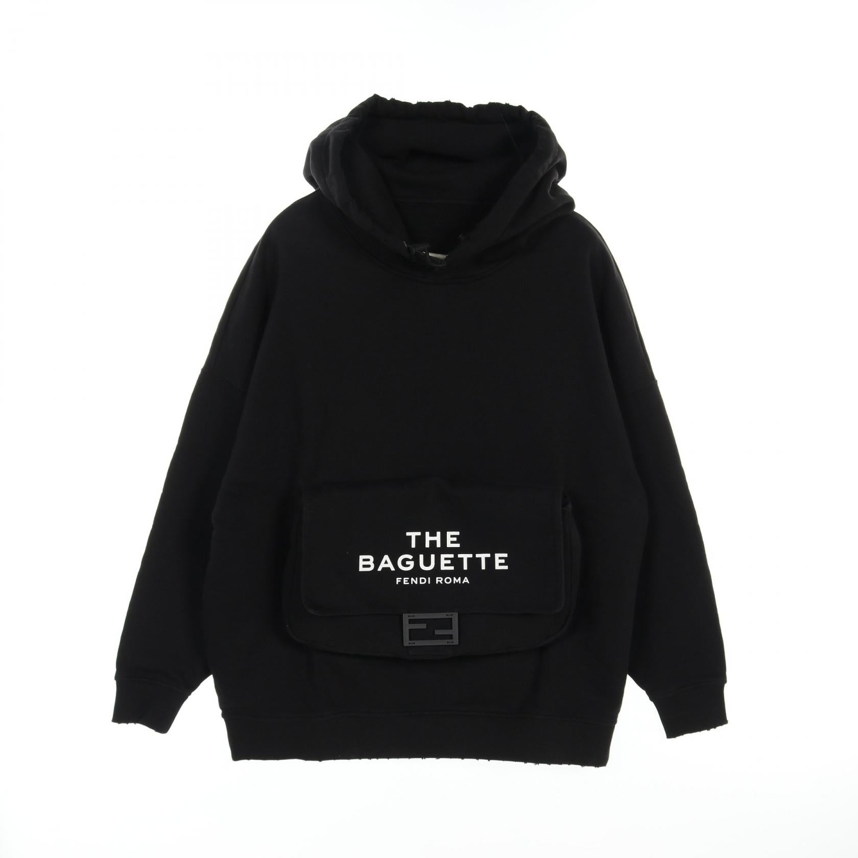 FENDI FENDI * MARC JACOBS FF Baguette Booties Pullover hoodie Cotton Black Damage processing