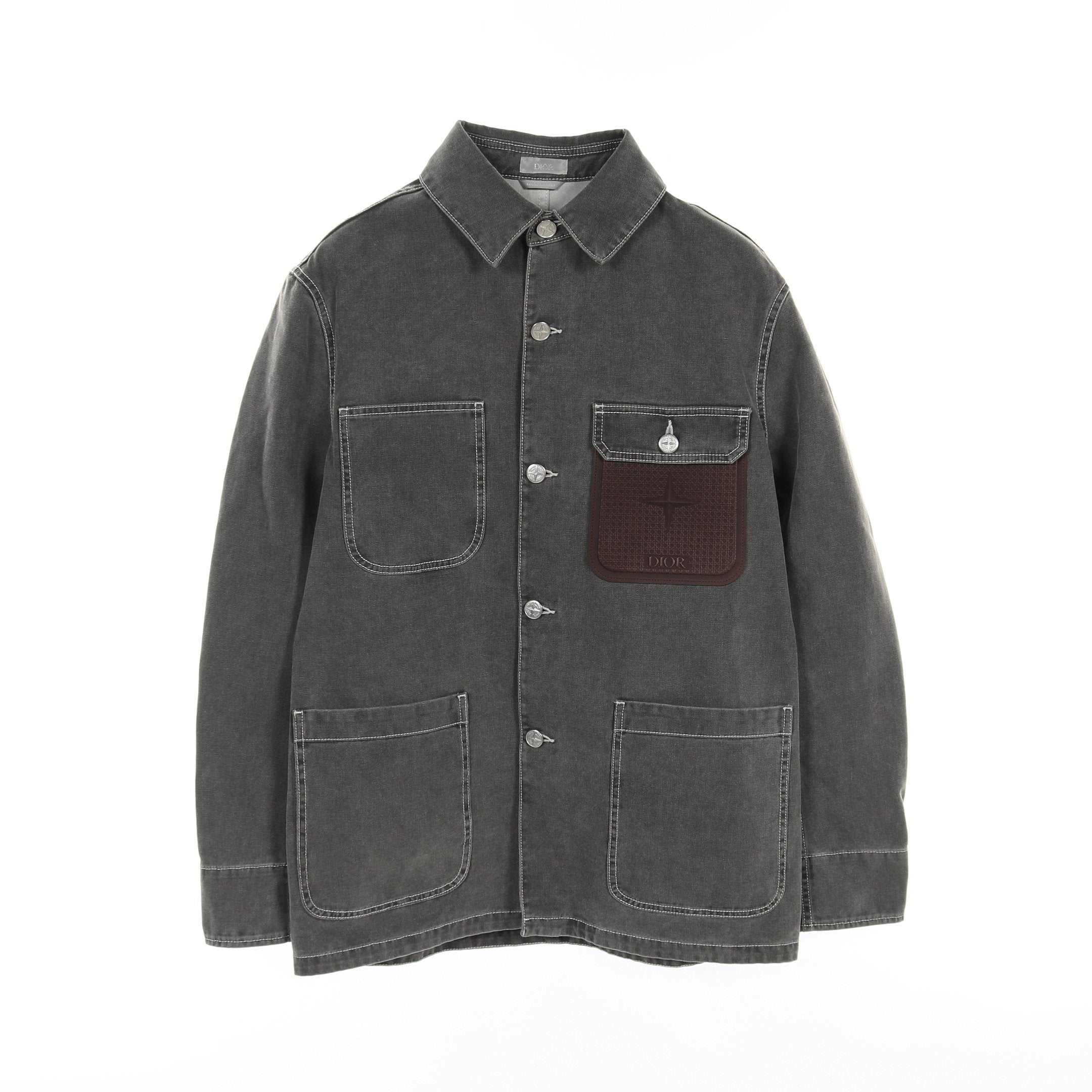 Dior DIOR * Stone Island Shirt jacket Denim Jacket Cotton Gray