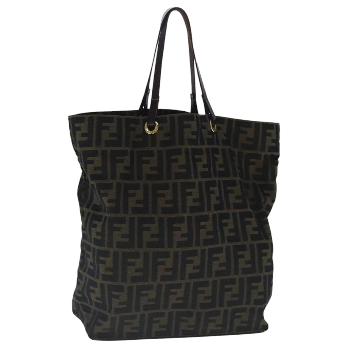 FENDI Zucca Canvas Tote Bag Brown Black gold96462
