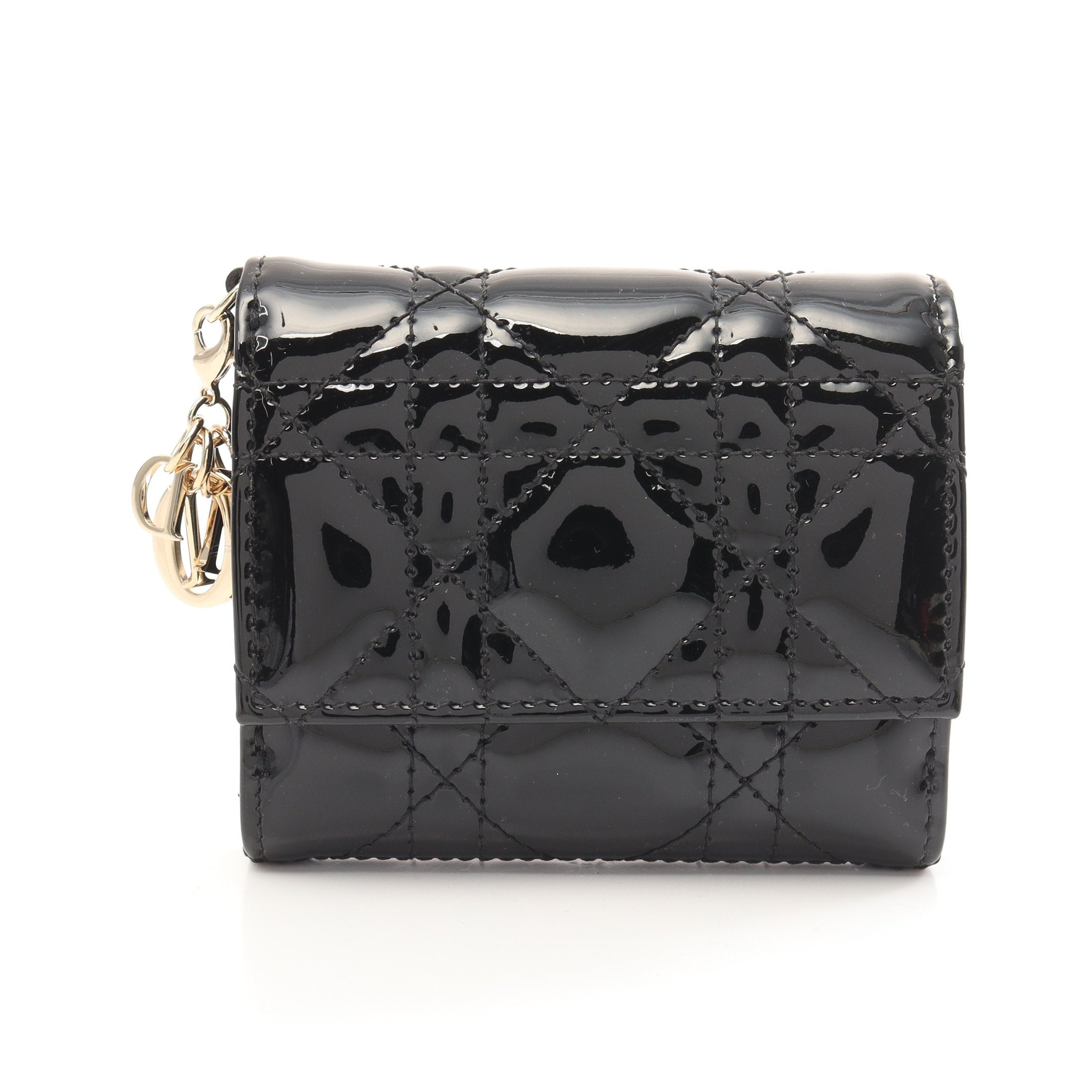 Dior Lotus Canage Trifold wallet Patent leather Black