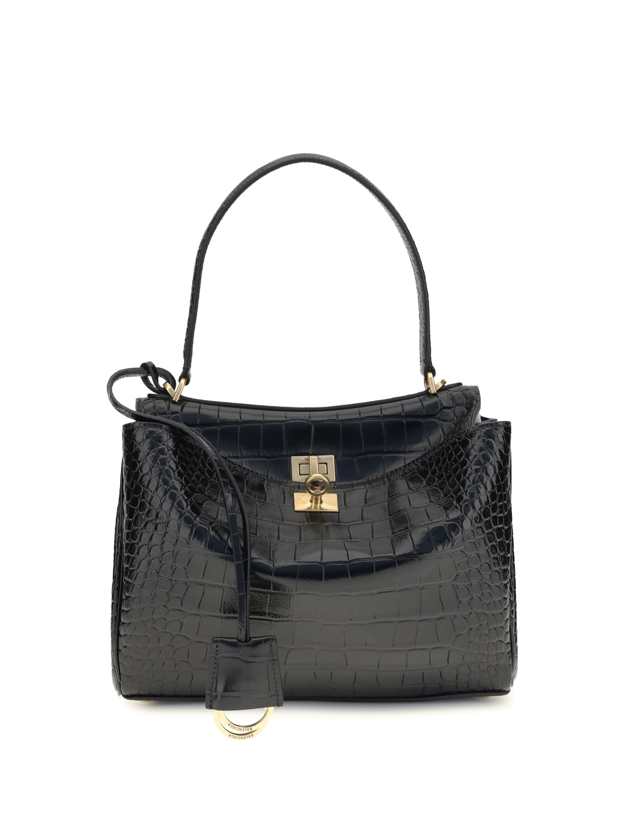 Balenciaga Women Rodeo Shoulder Bag In Crocodile-Print Leather