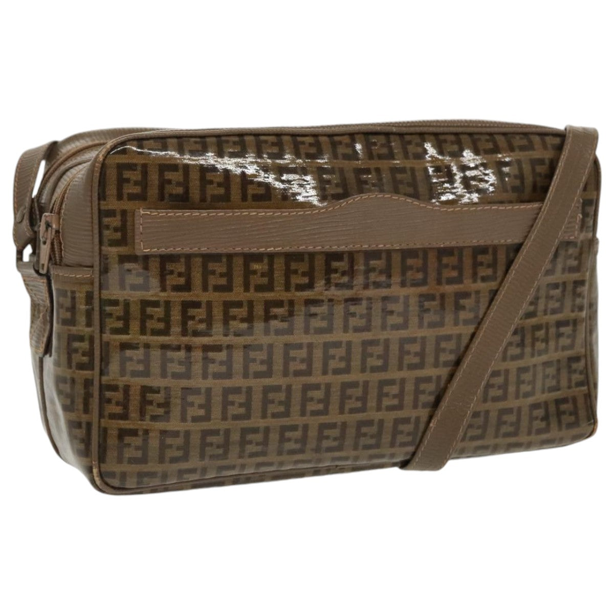 FENDI Zucchino Canvas Shoulder Bag Old Model Beige97647