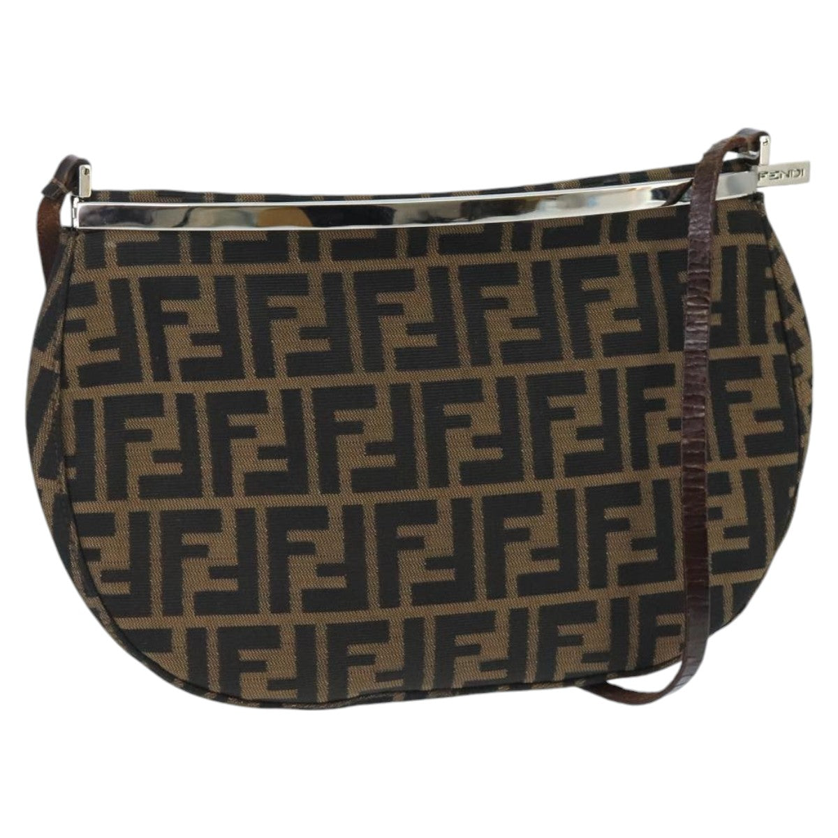 FENDI Zucca Canvas Shoulder Bag Brown Black98351