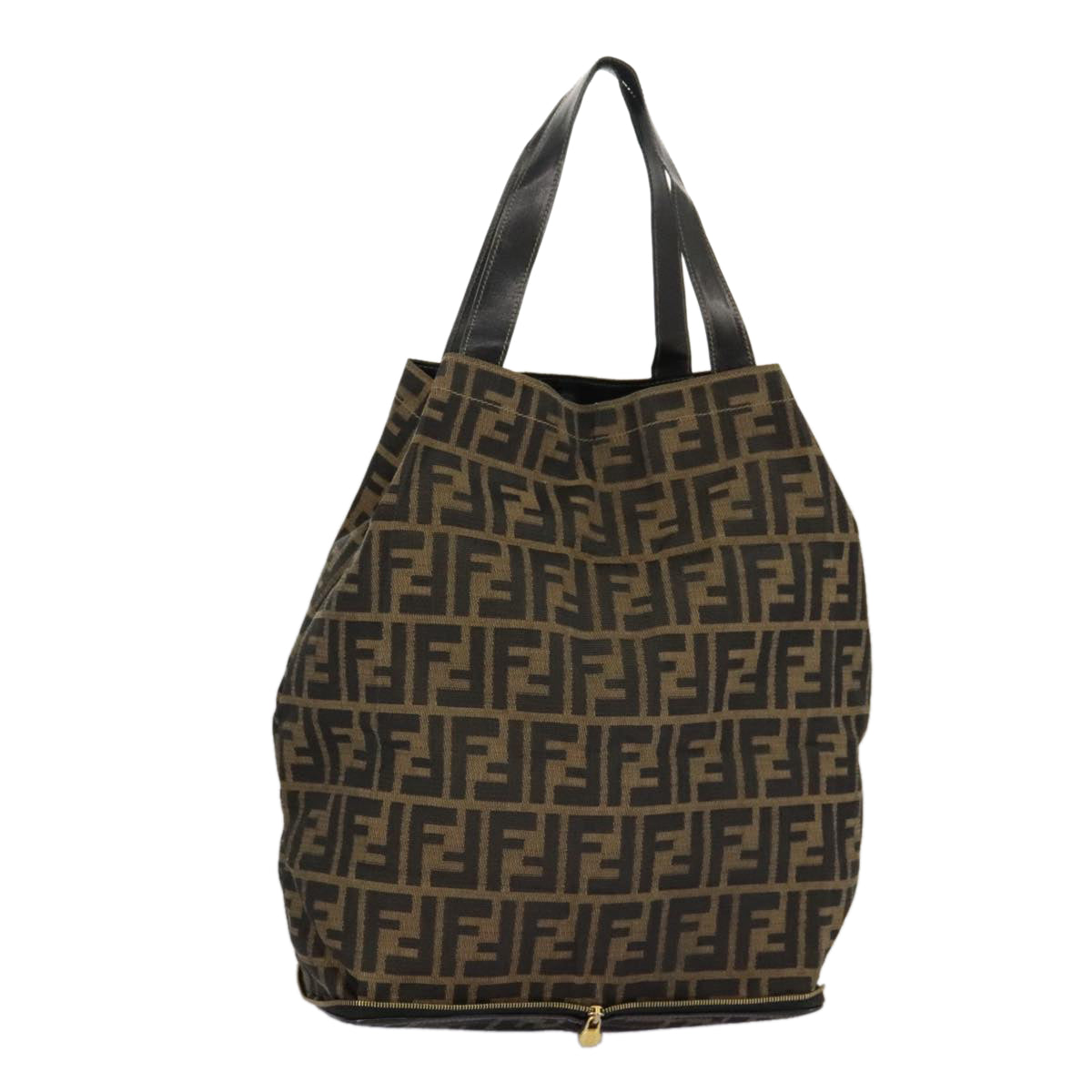 FENDI Zucca Canvas Tote Bag Brown Black gold98581