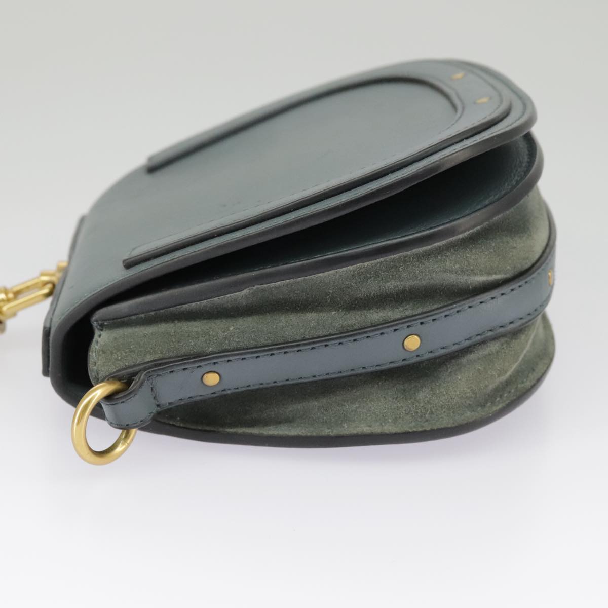 Chloe Nile small bracelet Hand Bag Leather 2way Blue Gold 99046