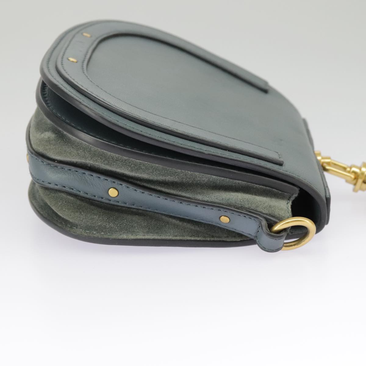 Chloe Nile small bracelet Hand Bag Leather 2way Blue Gold 99046