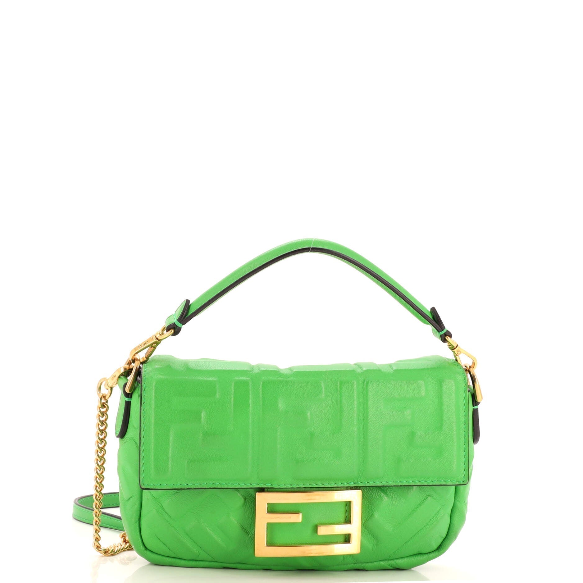 FENDI Baguette NM Bag Zucca Embossed Leather Mini