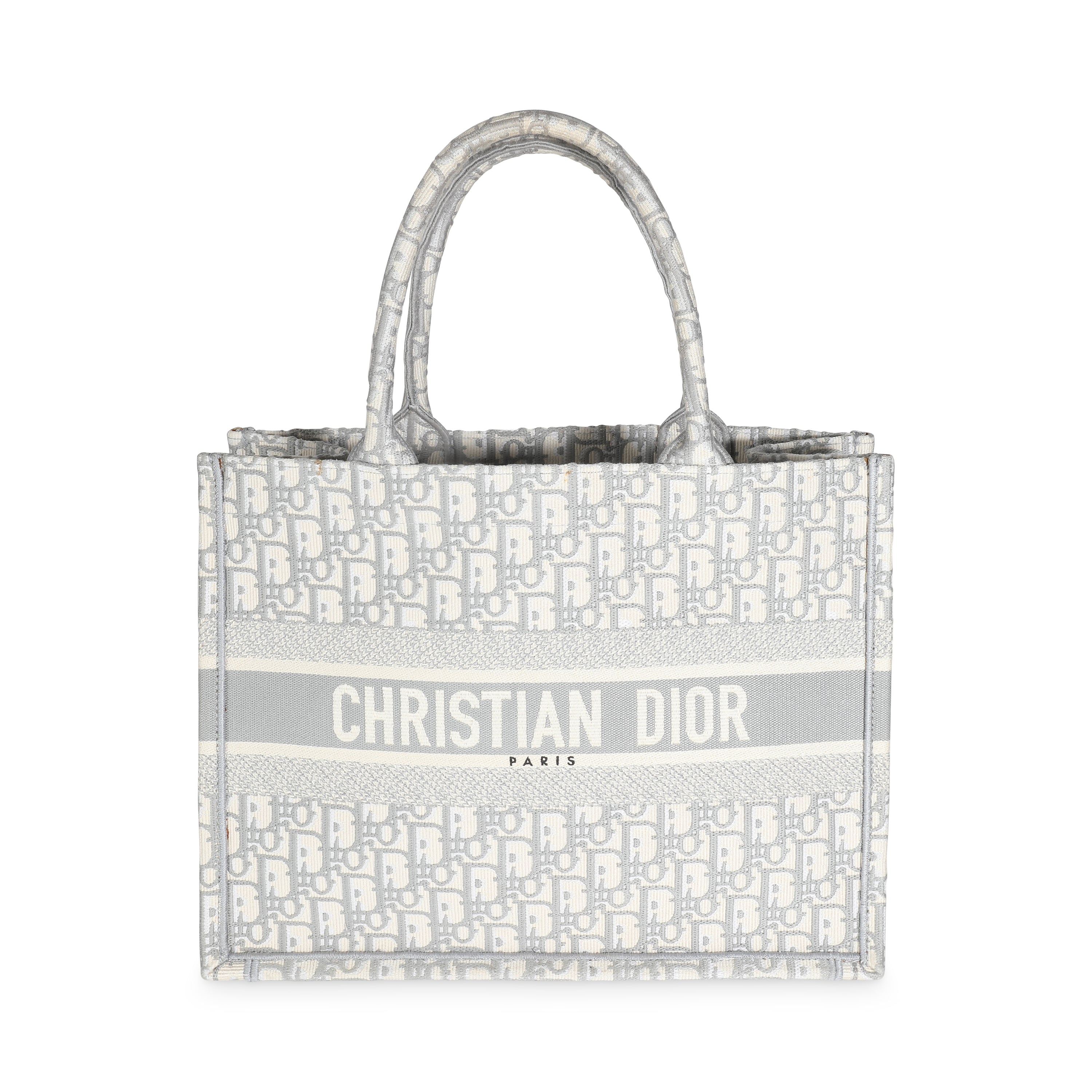 Christian Dior Grey Ecru Oblique Canvas Medium Book Tote