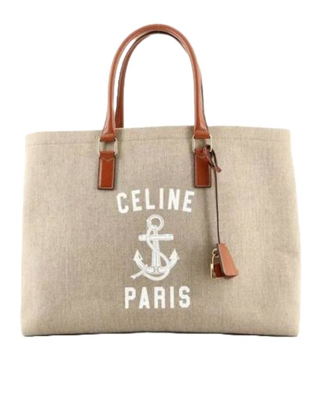 CELINE Anchor Print Cabas Tote Bag Beige