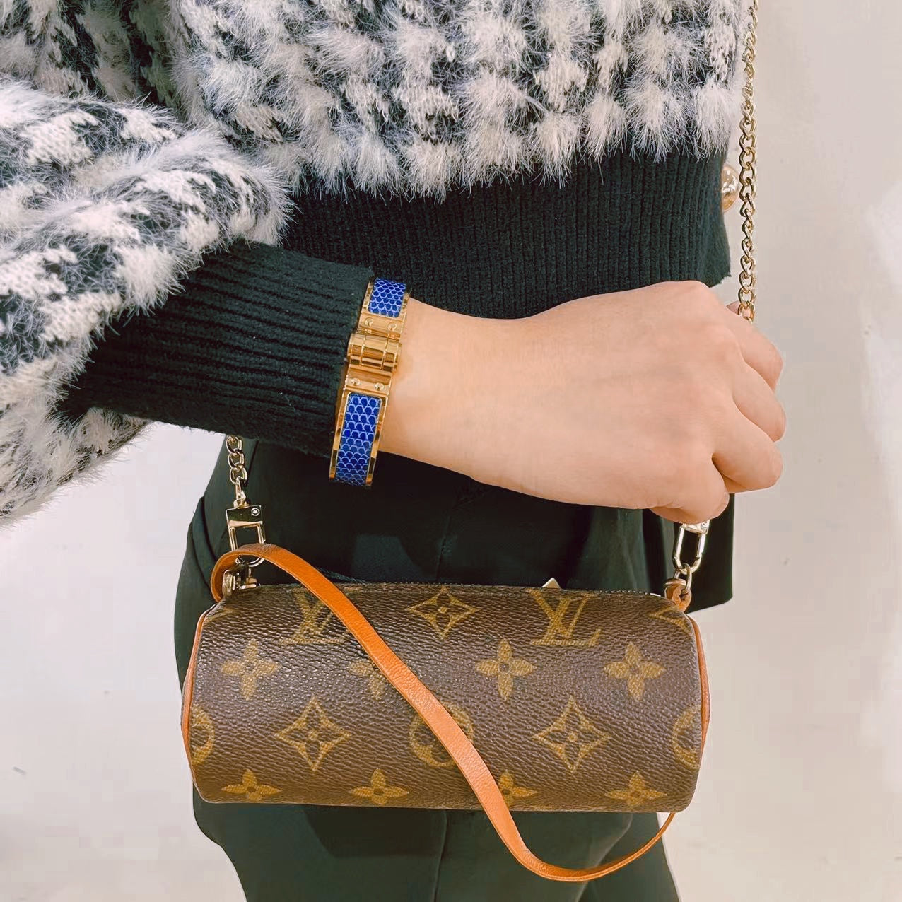 Hermes lizard hinged bracelet