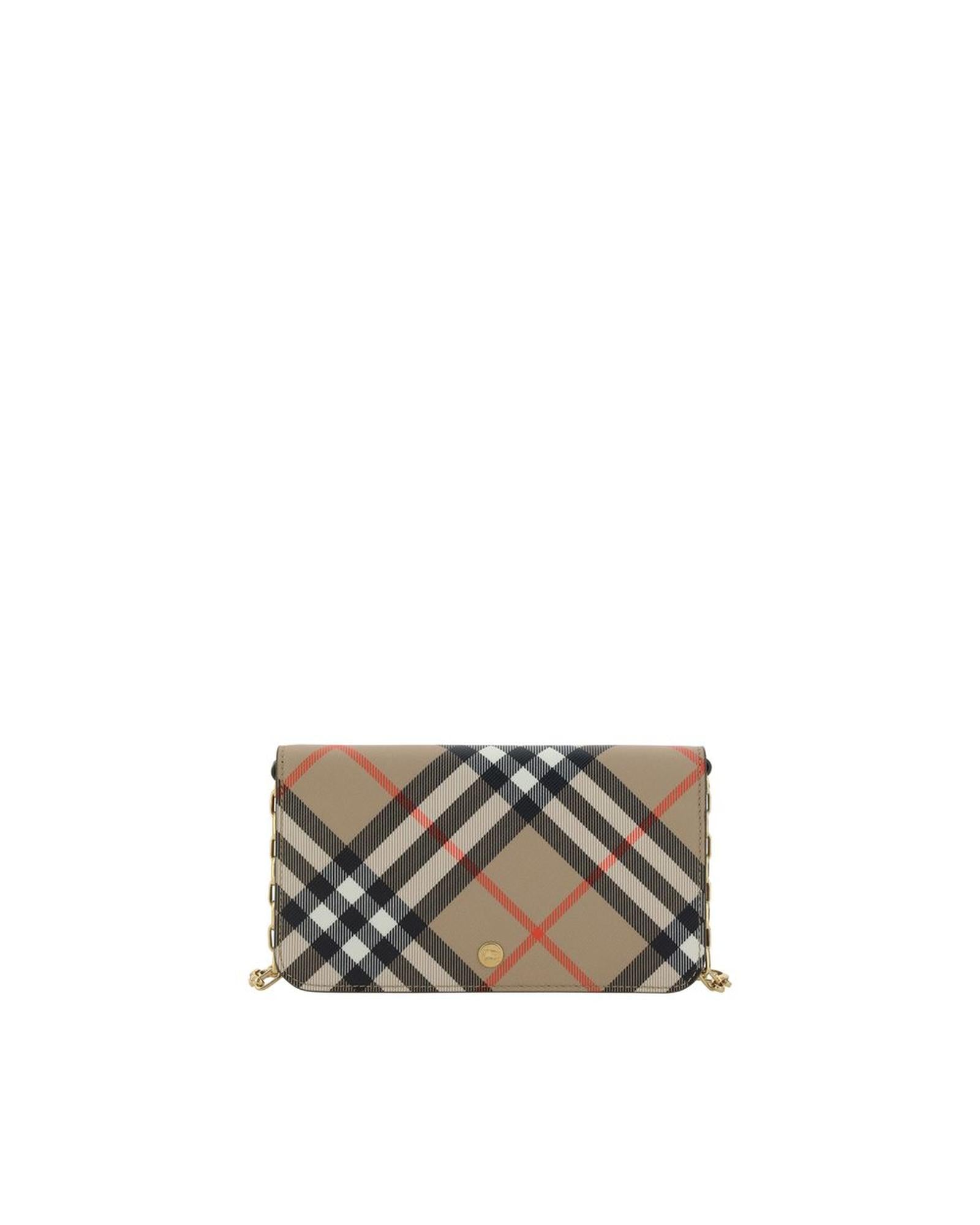 Burberry Chain Wallet Leather Women Brown Wallets & Pouches