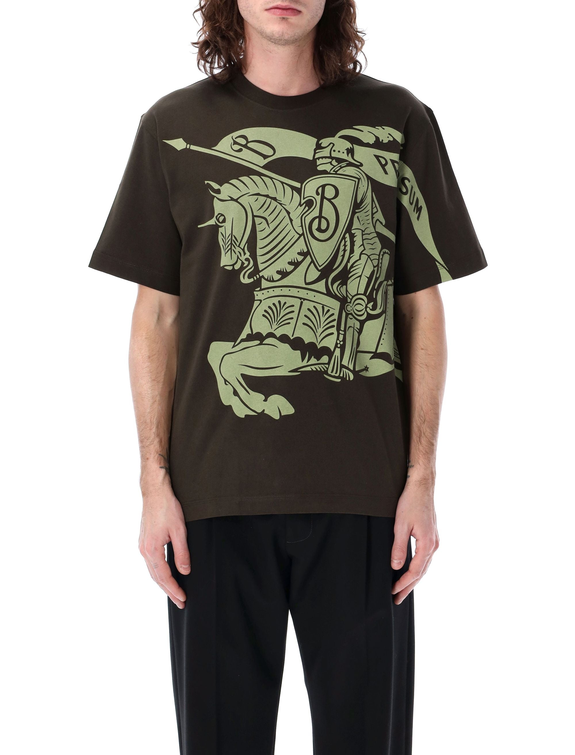 BURBERRY Men's Cotton T-Shirt with Equestrian Knight Design