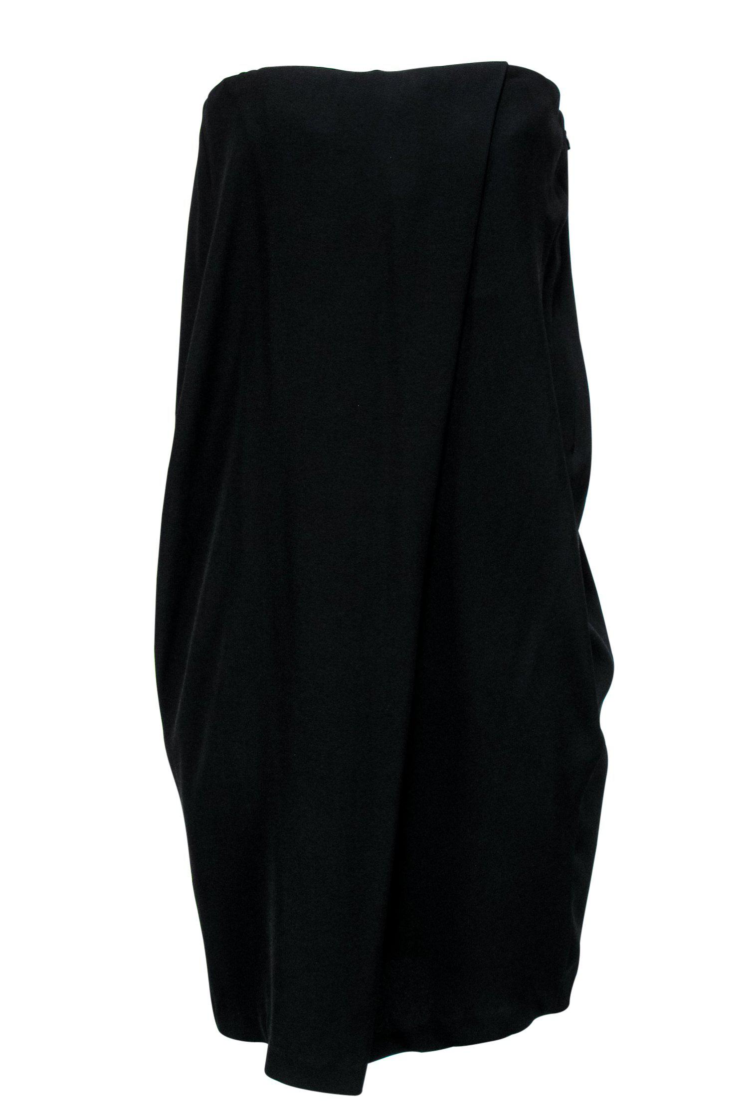Bottega Veneta - Black Strapless Shift Dress w/ Drape Sz L