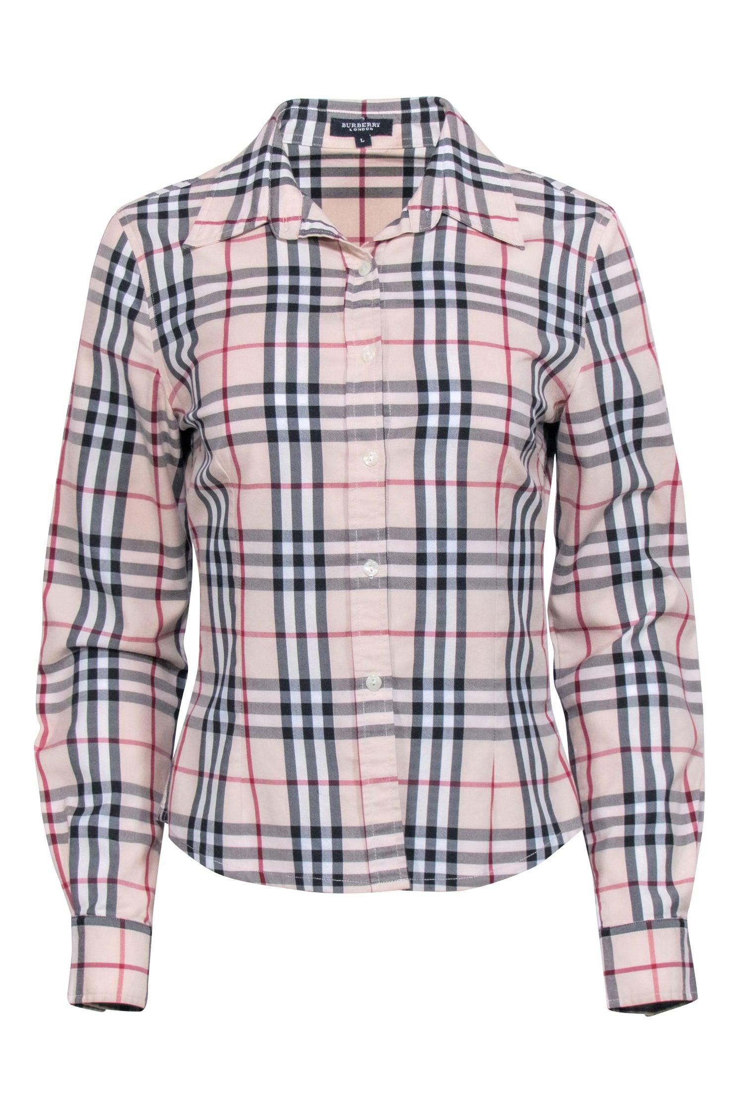 Burberry - Beige Signature Plaid Button Down Shirt Sz L