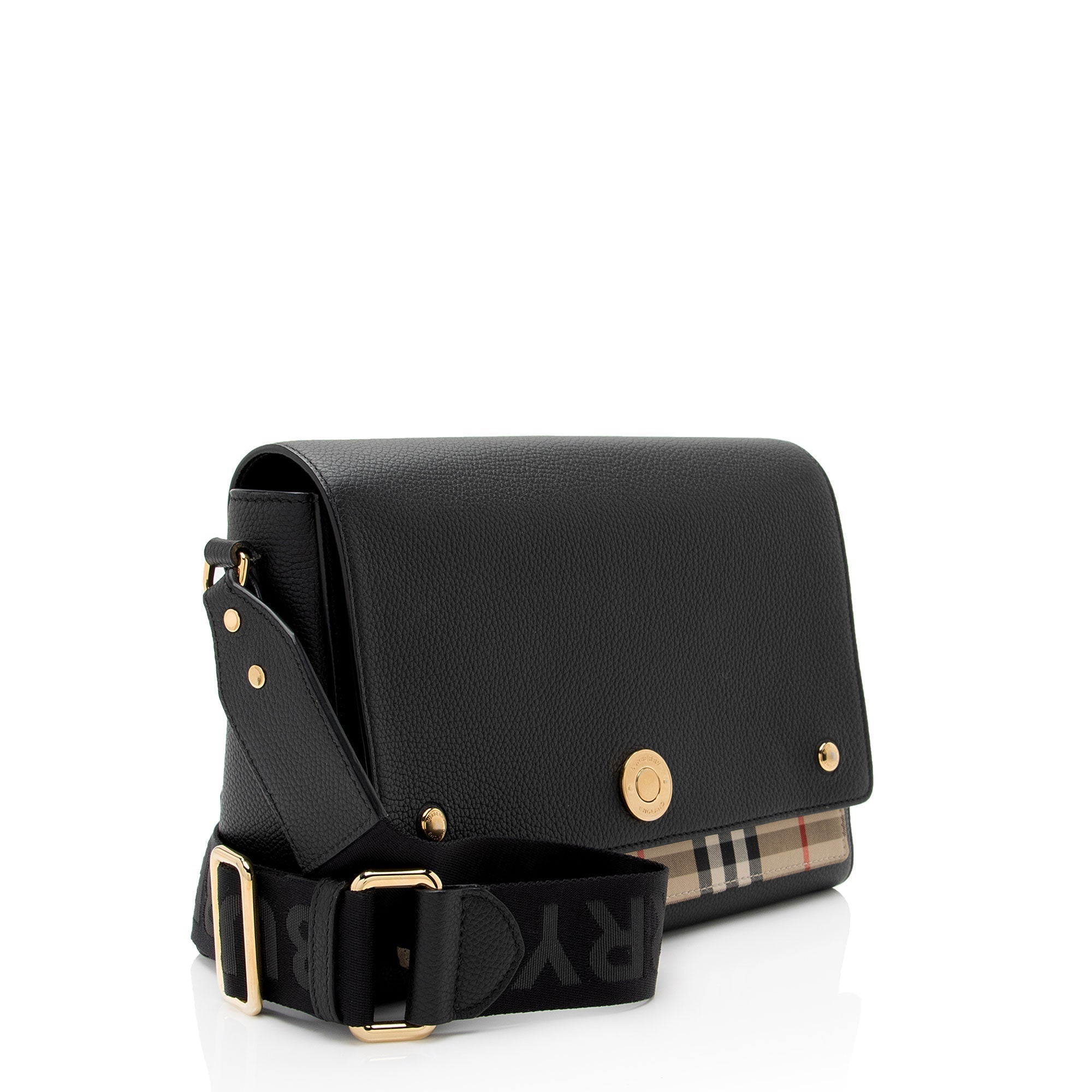 Burberry Calfskin Vintage Check Note Bag (SHF-z0IcUr)