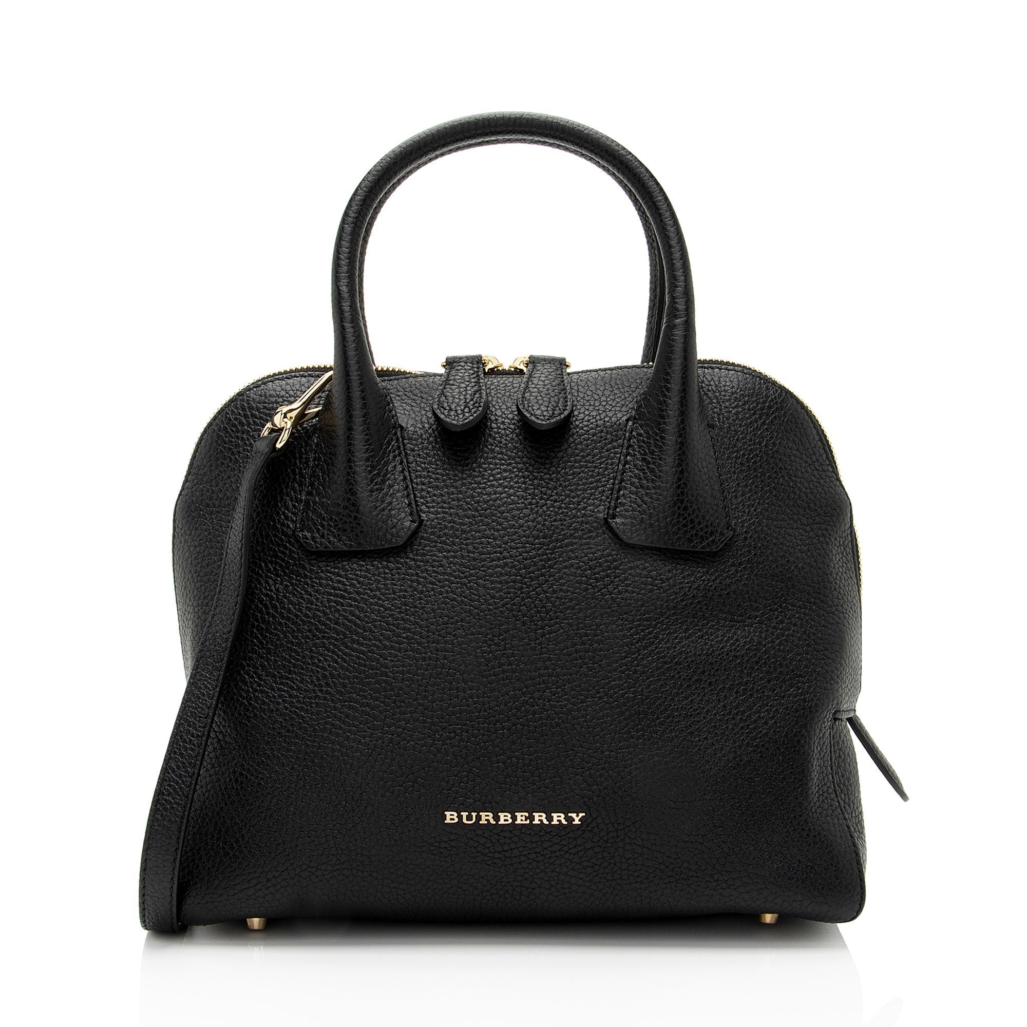 Burberry Grainy Calfskin Greenwood Small Bowling Bag (SHF-FpdJNF)