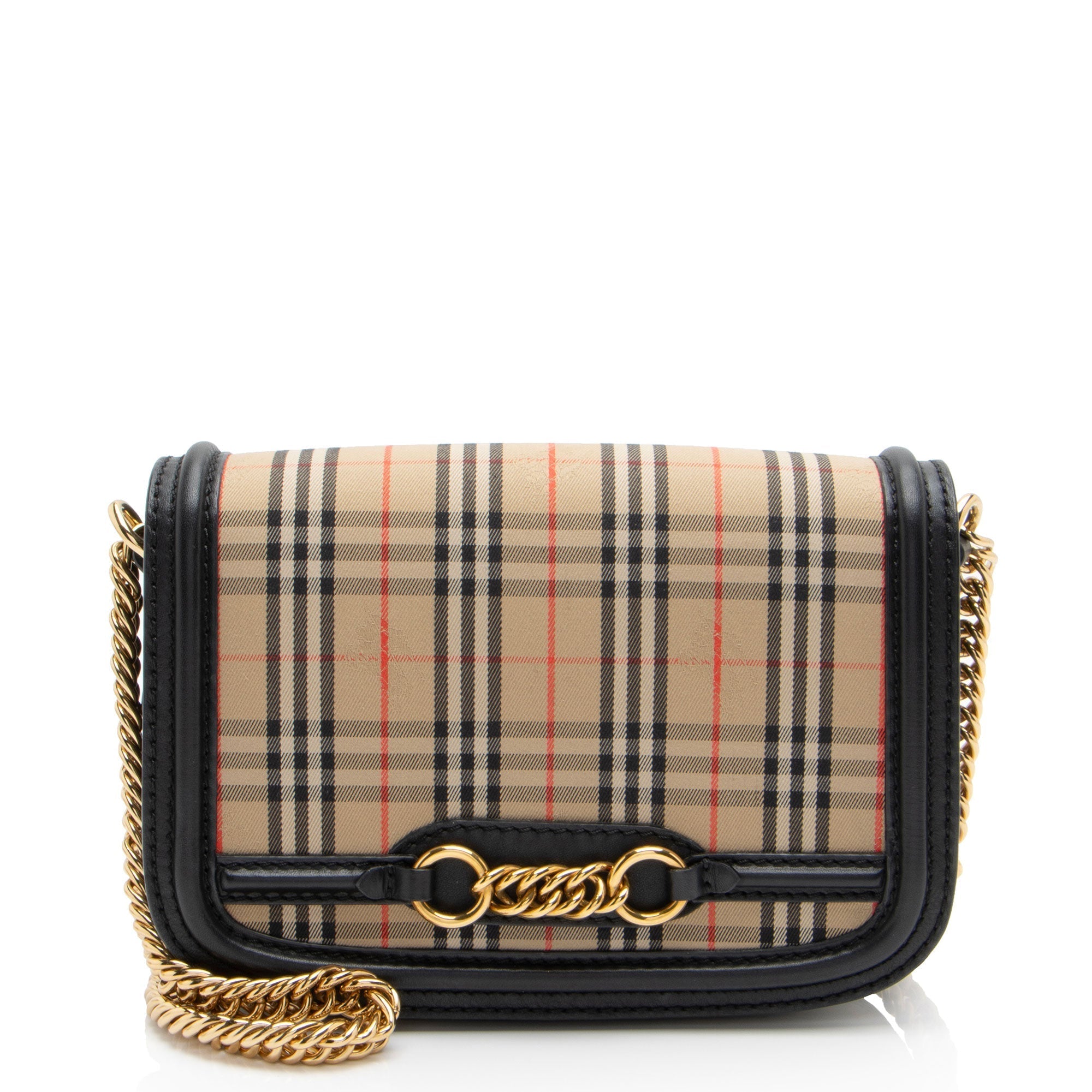 Burberry Horseferry Check Link Flap Bag (SHF-XUN7RC)