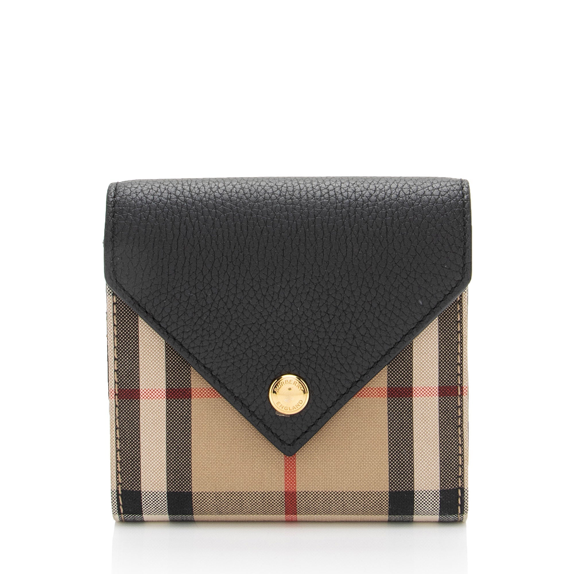 Burberry Leather Vintage Check Lila Wallet (SHF-xYDrVA)