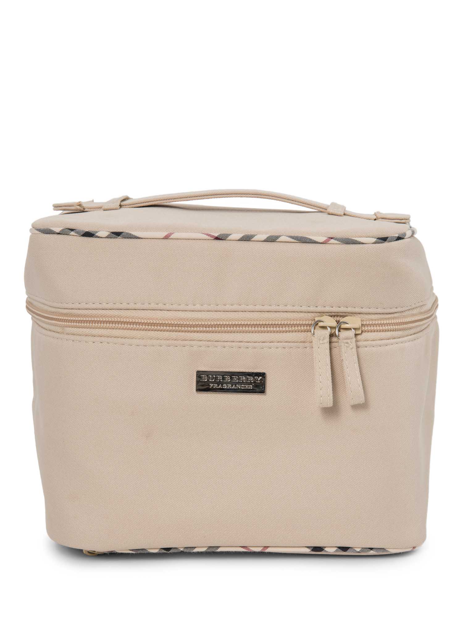 Burberry Logo Nova Check Canvas Globe Trotter Bag Beige