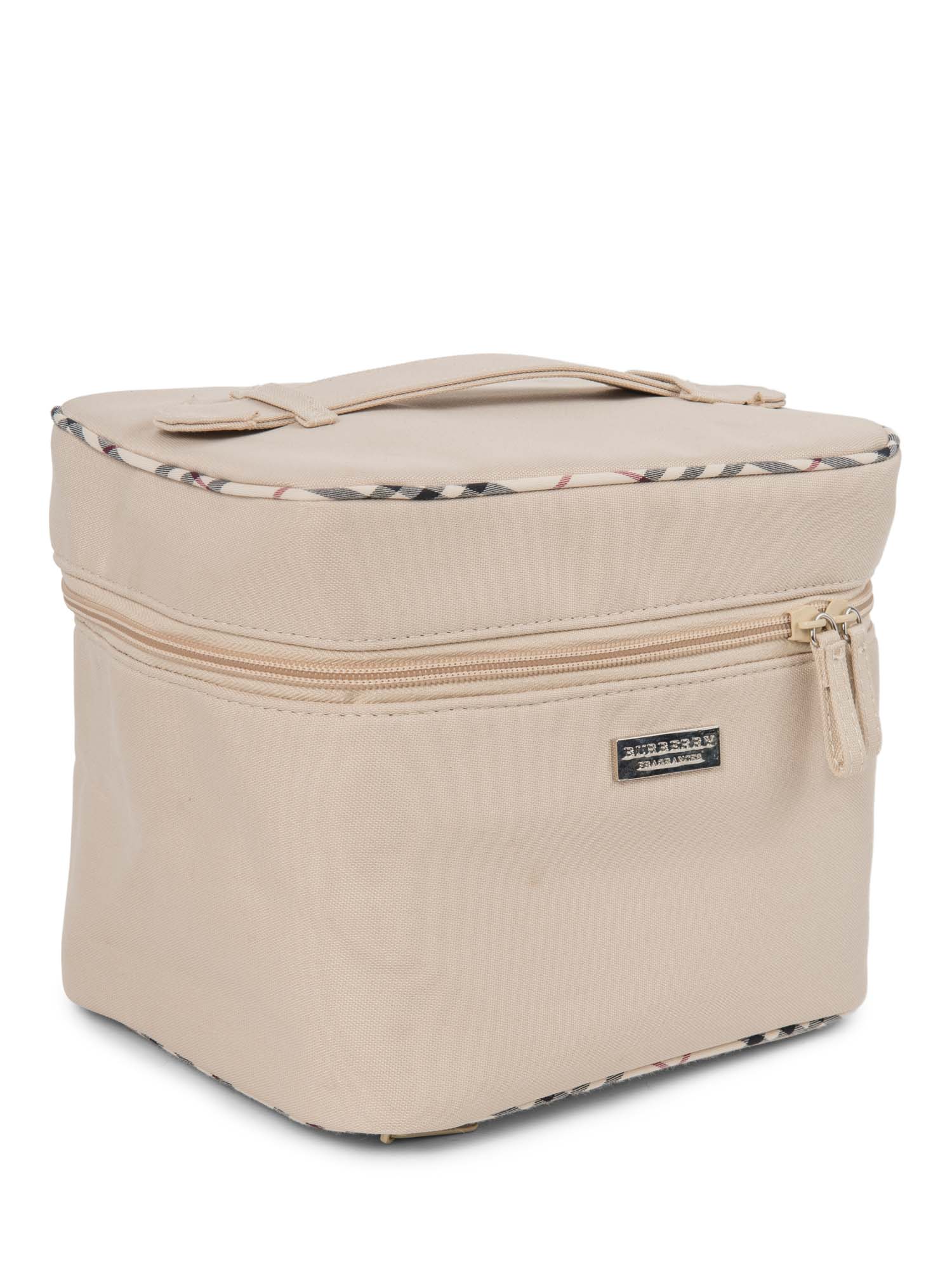 Burberry Logo Nova Check Canvas Globe Trotter Bag Beige