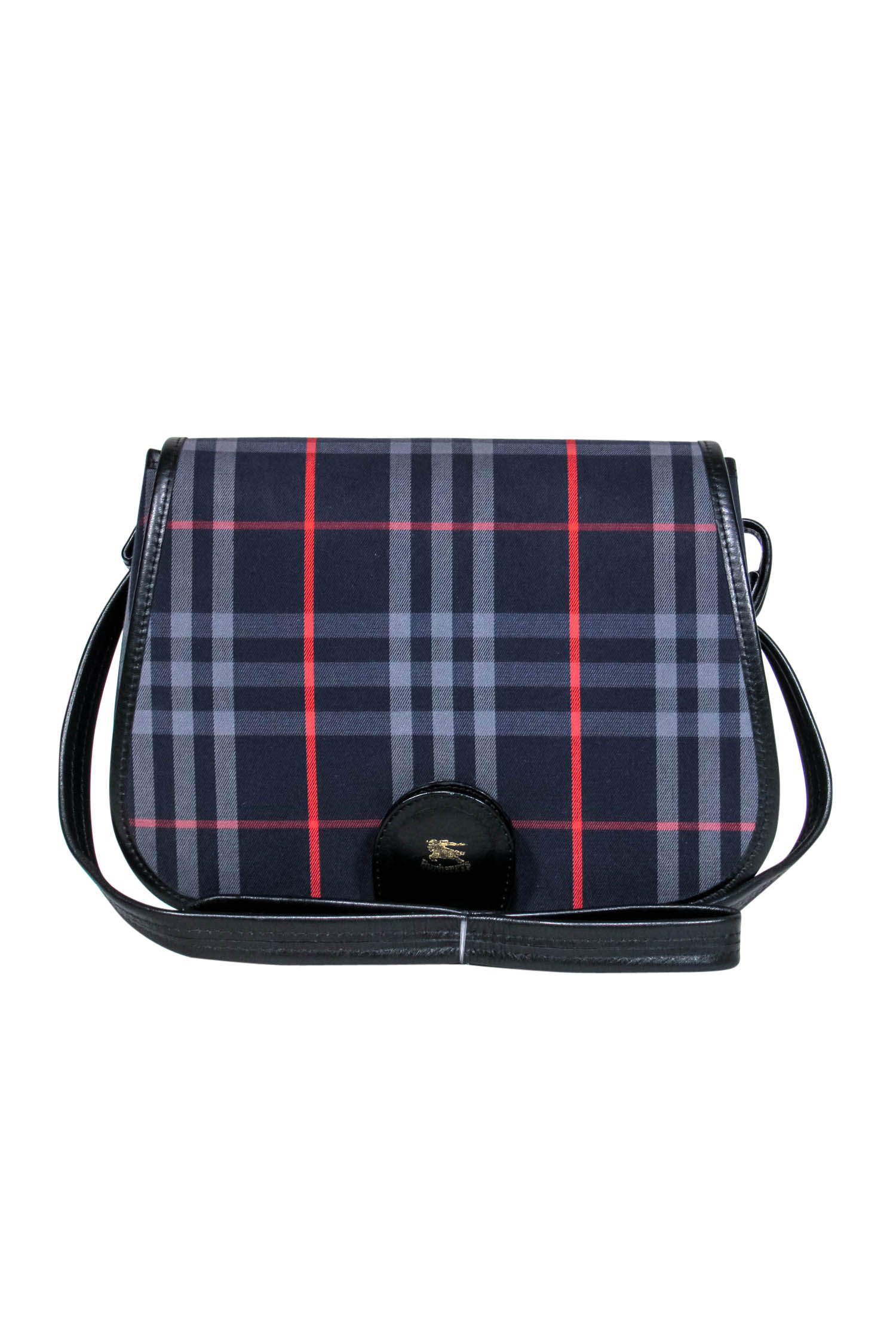 Burberry - Vintage Navy & Red Tartan Saddle Crossbody