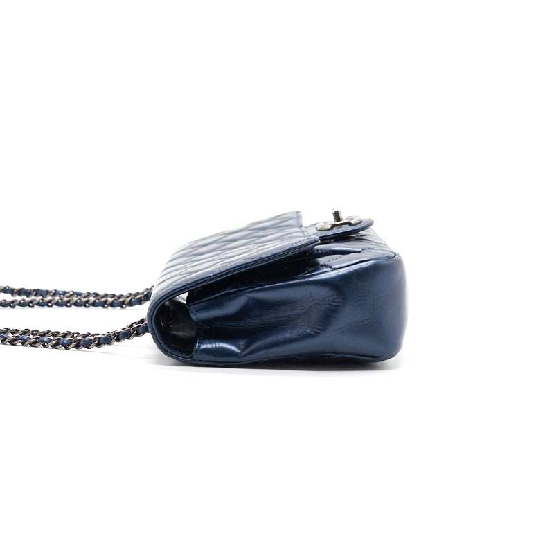 Chanel Flap Bag Dark Blue Ruthenium Hardware