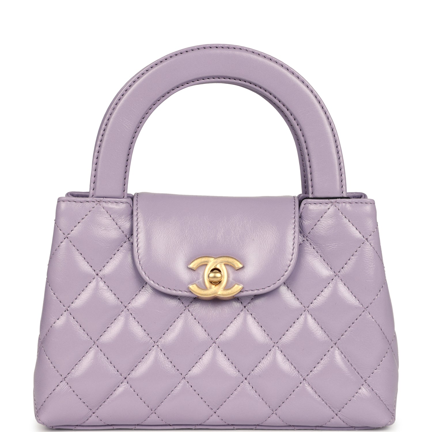 Chanel Small Kelly Shopper Light Purple Shiny Aged Calfskin Brushed Gold Hardware