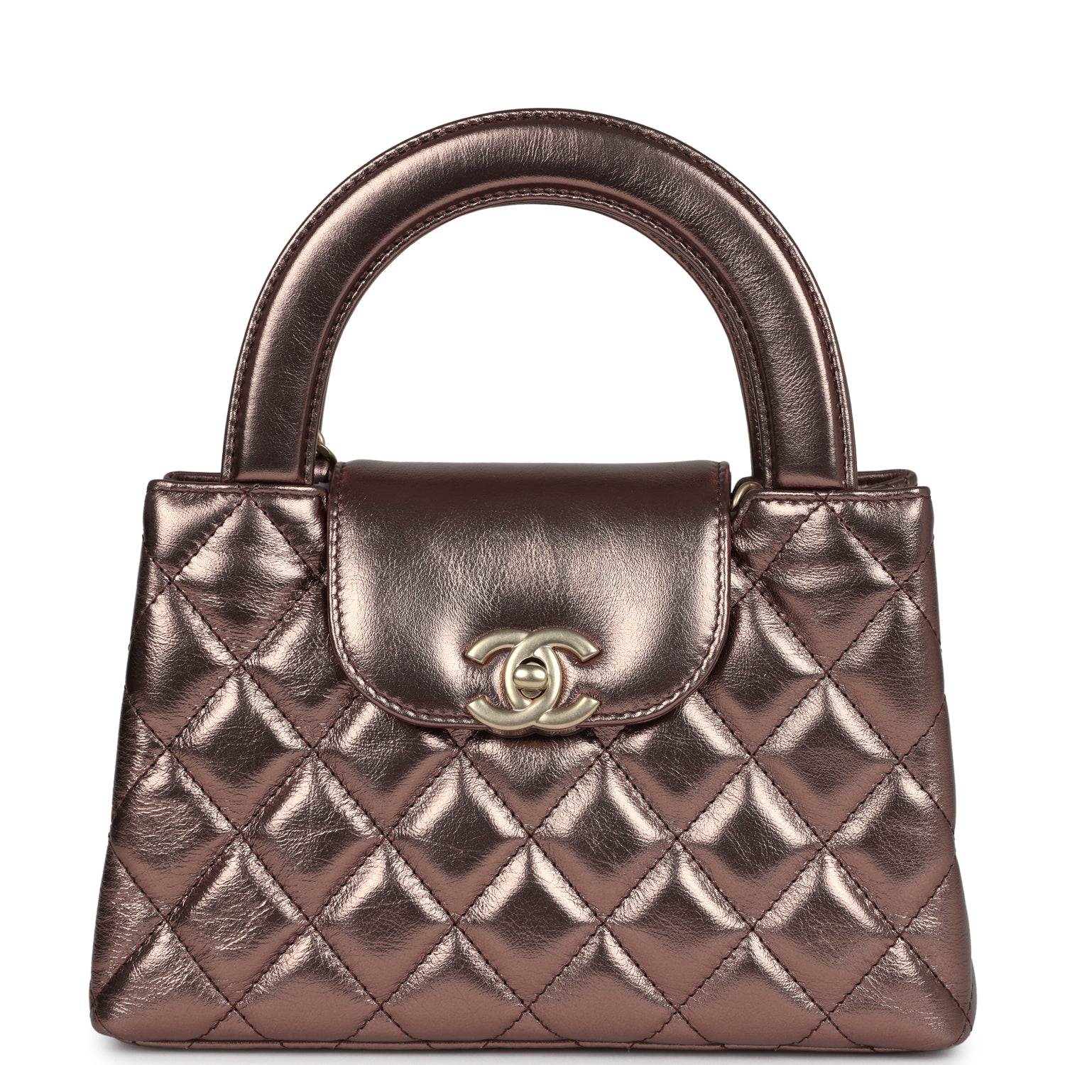 Chanel Small Kelly Shopper Metallic Bronze Calfskin Brushed Gold Hardware