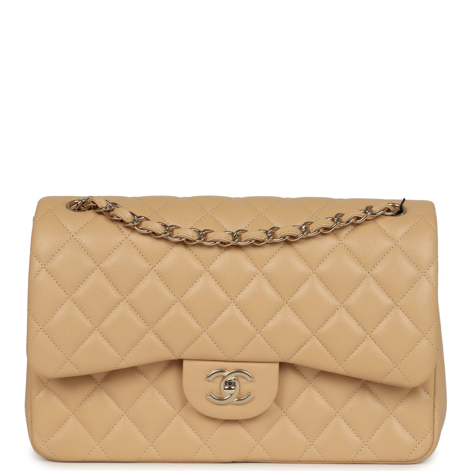 Chanel Jumbo Classic Double Flap Bag Light Beige Caviar Light Gold Hardware
