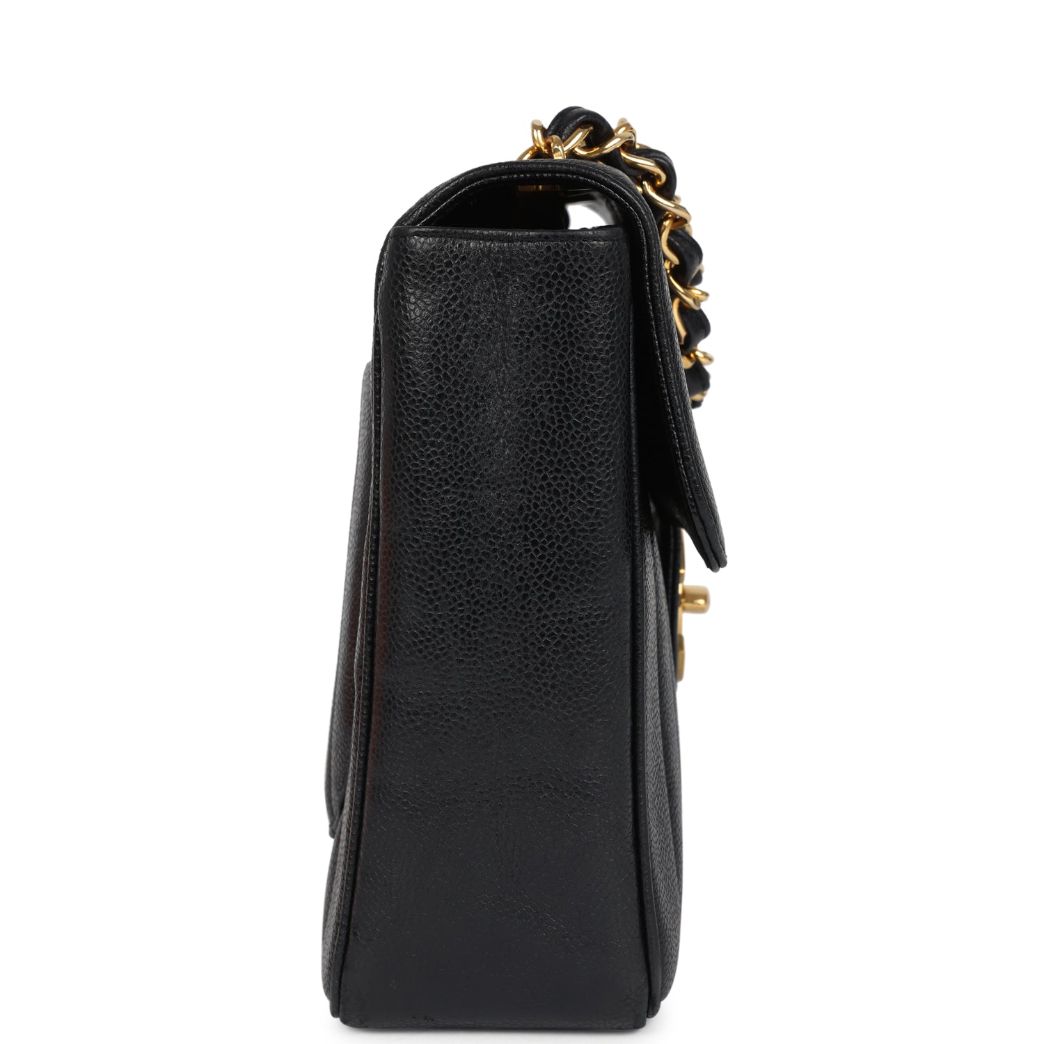 Vintage Chanel Jumbo Classic Mademoiselle Vertical Flap Black Caviar Gold Hardware