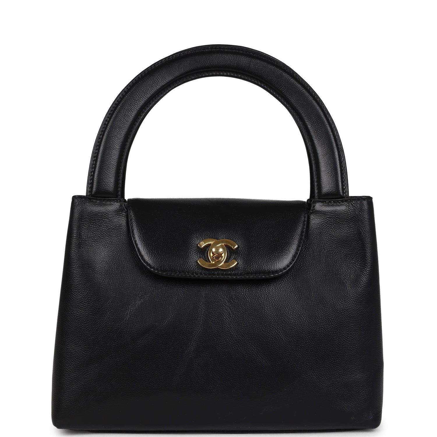 Vintage Chanel Large Kelly Black Caviar Gold Hardware